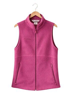 Columbia Pink Fleece Zip Vest Women's Medium Full Zip Outdoor